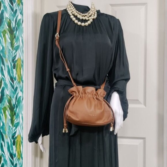 Ted Baker MYLOO Boho Brown Leather Drawstring Crossbody Mini Bag - Picture 2 of 16